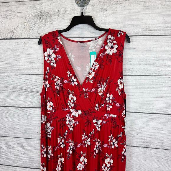 41 Hawthorn Plus Size Adelina Red Floral V-Neck Sleeveless Dress Size 3X - Picture 9 of 9